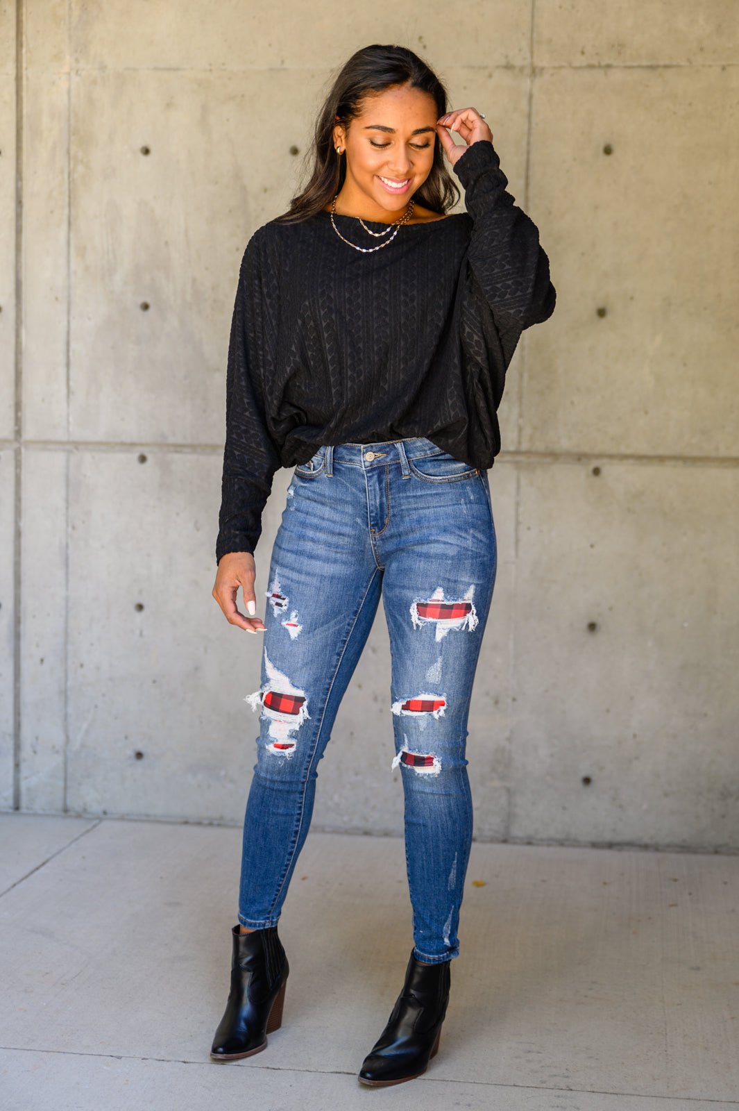 Buffalo Plaid Peek - A - Boo Skinnies (Online Exclusive) - Uptown Boutique Ramona