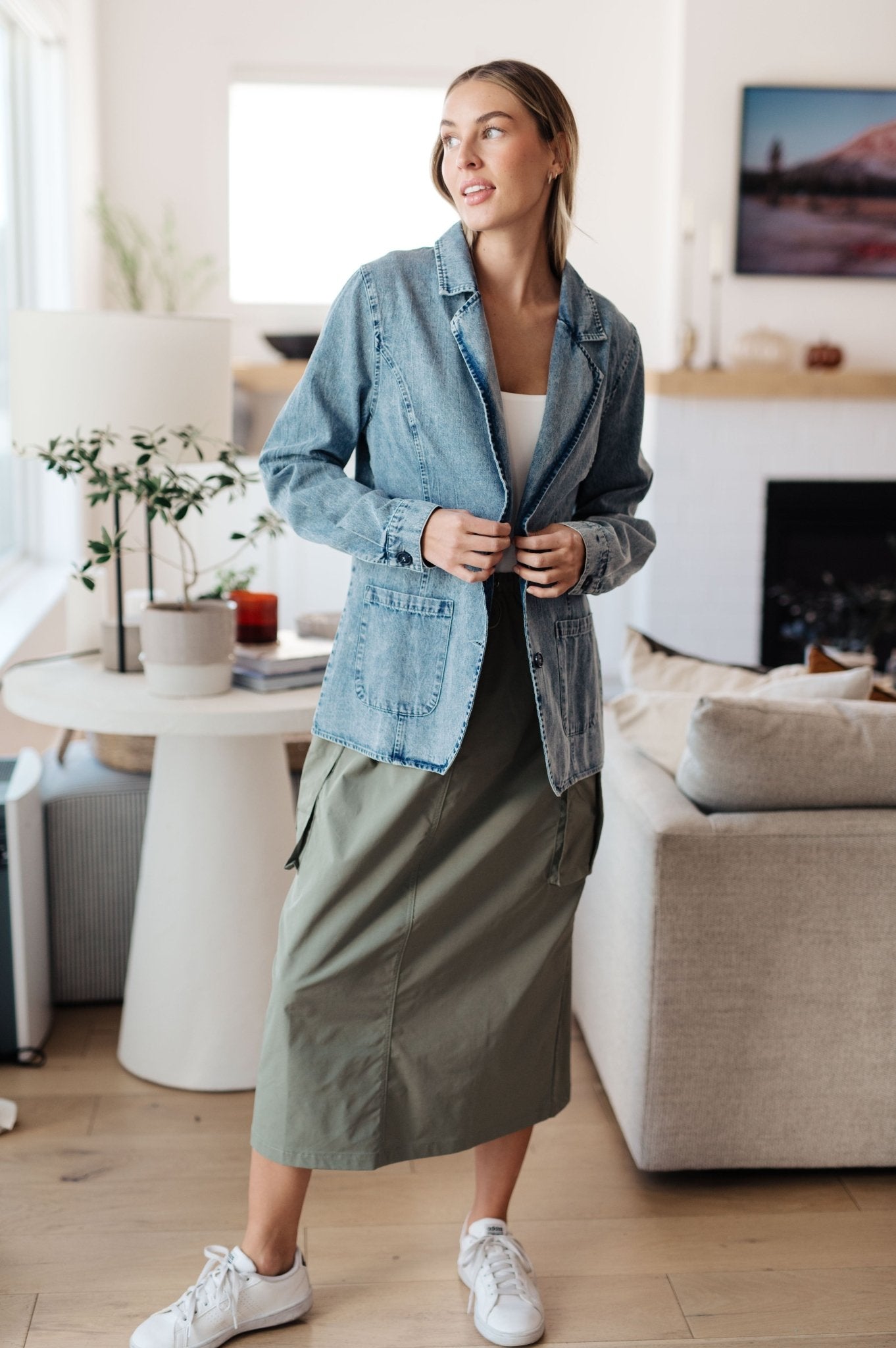 Business Brunch Denim Blazer (Online Exclusive) - Uptown Boutique Ramona