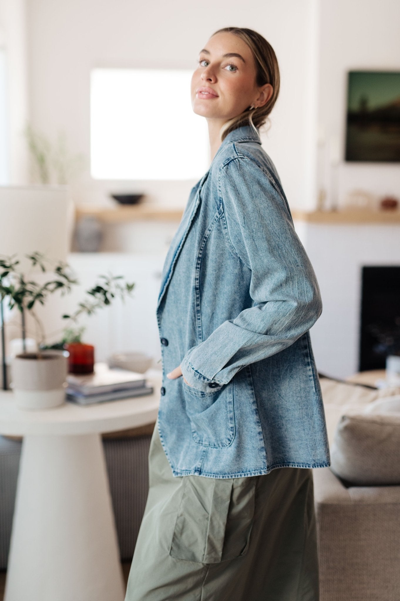 Business Brunch Denim Blazer (Online Exclusive) - Uptown Boutique Ramona