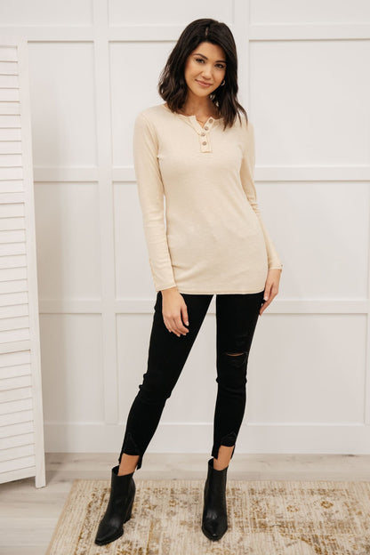 By The Fireplace Thermal Top in Oatmeal (Online Exclusive) - Uptown Boutique Ramona