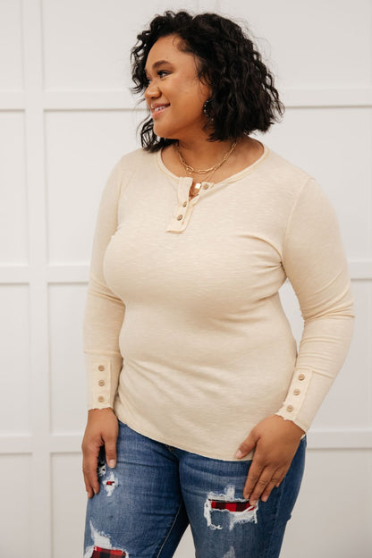 By The Fireplace Thermal Top in Oatmeal (Online Exclusive) - Uptown Boutique Ramona