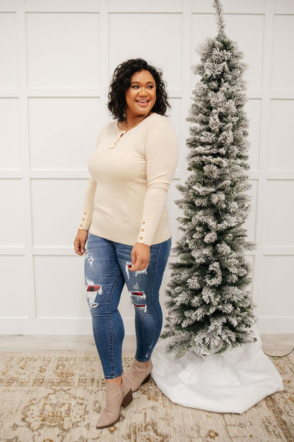 By The Fireplace Thermal Top in Oatmeal (Online Exclusive) - Uptown Boutique Ramona