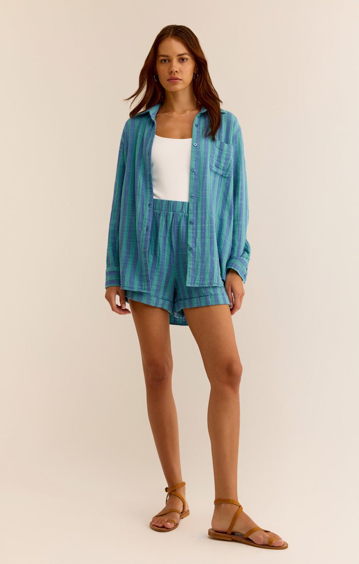 CABANA STRIPE GAUZE SHORT - Uptown Boutique Ramona