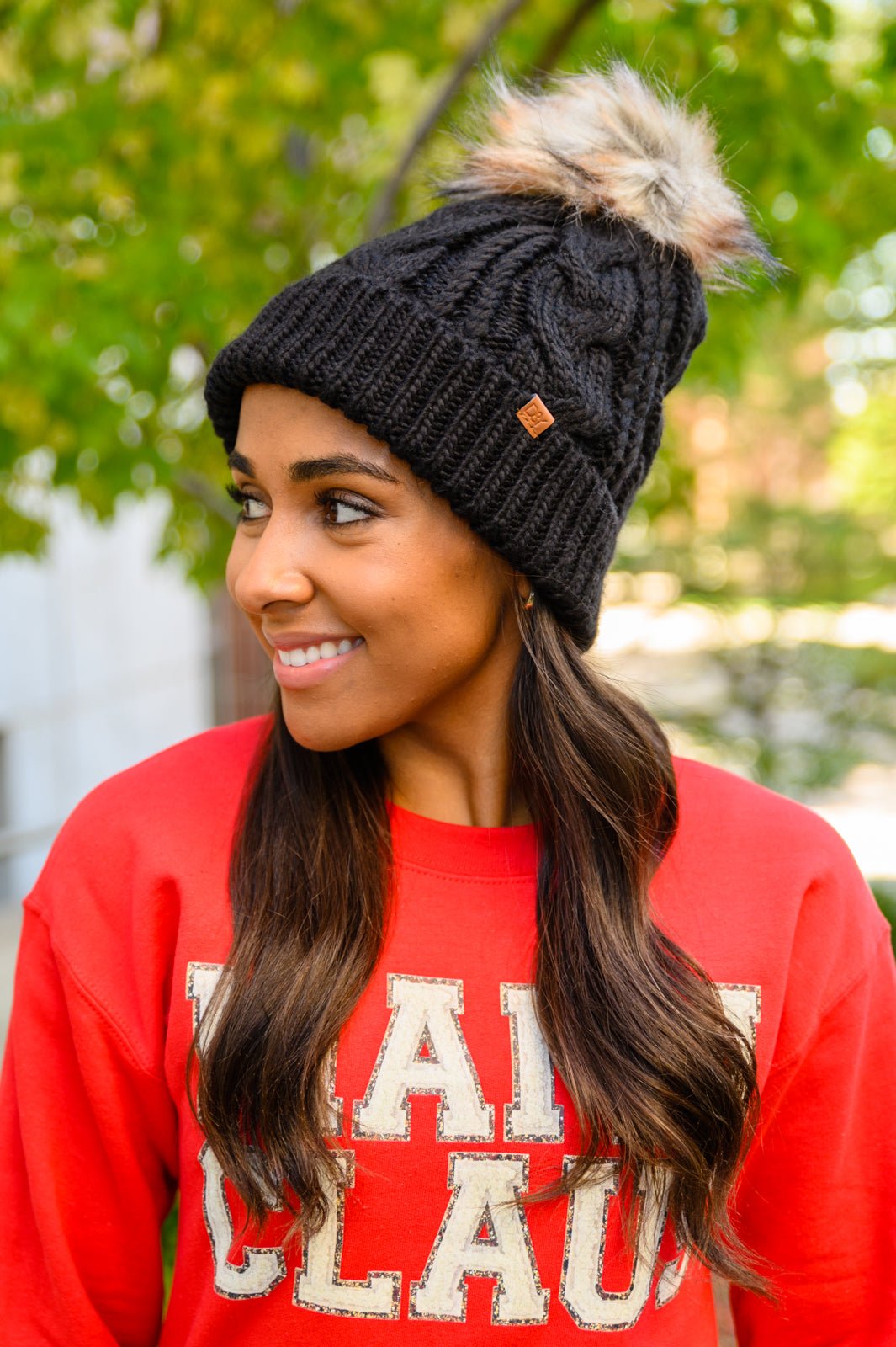 Cable Knit Cuffed Beanie In Black (Online Exclusive) - Uptown Boutique Ramona