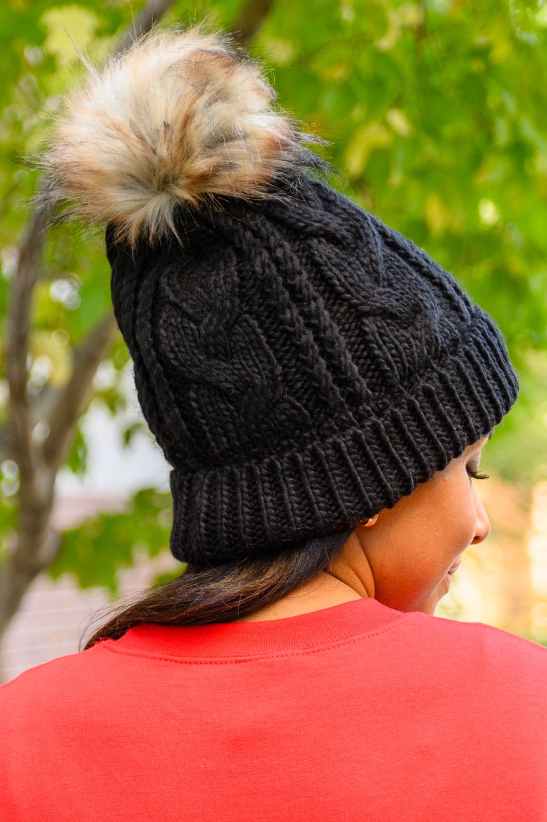 Cable Knit Cuffed Beanie In Black (Online Exclusive) - Uptown Boutique Ramona