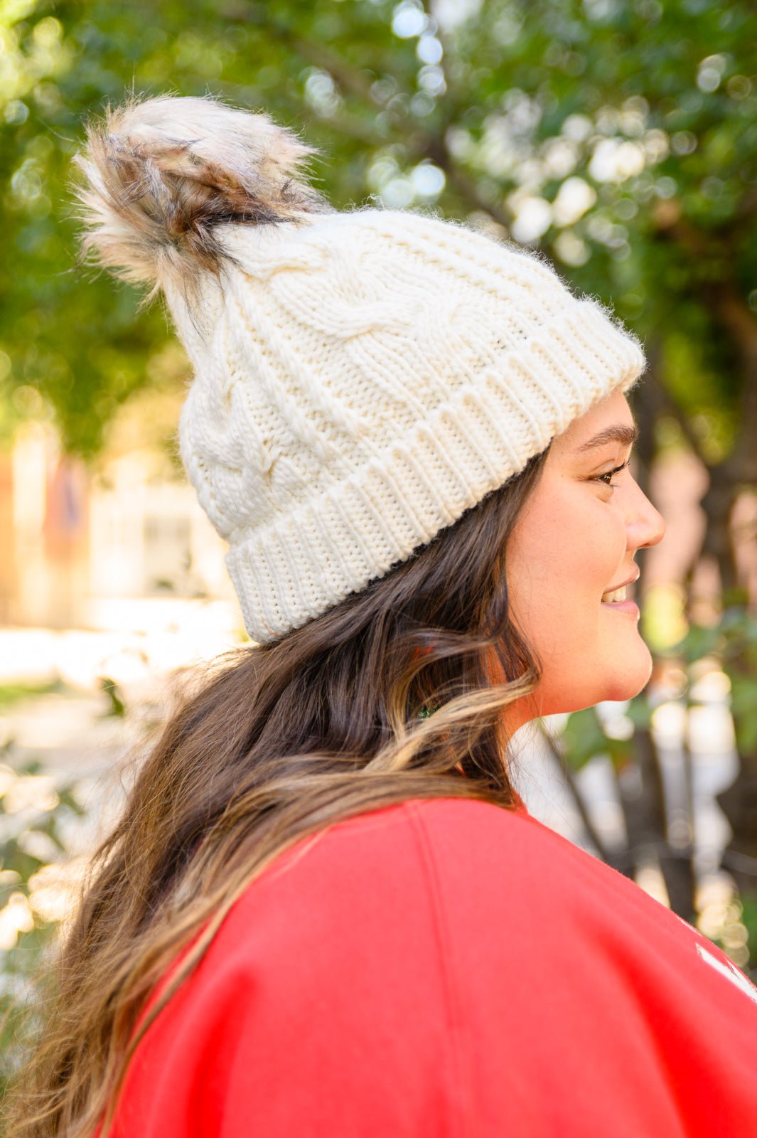 Cable Knit Cuffed Beanie In Ivory (Online Exclusive) - Uptown Boutique Ramona