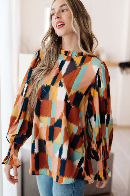 Call It What It Is Mod Print Blouse (Online Exclusive) - Uptown Boutique Ramona