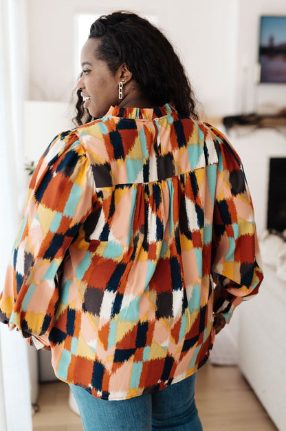 Call It What It Is Mod Print Blouse (Online Exclusive) - Uptown Boutique Ramona