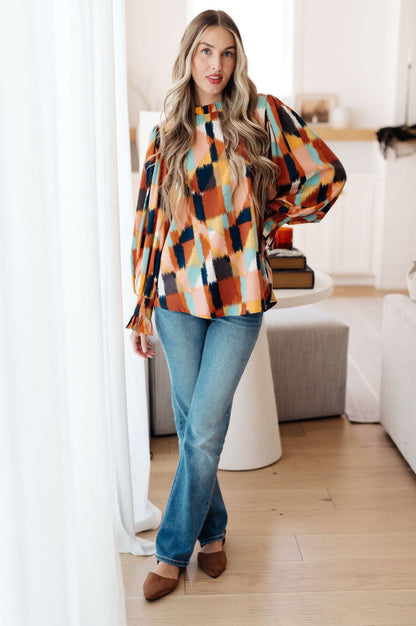 Call It What It Is Mod Print Blouse (Online Exclusive) - Uptown Boutique Ramona