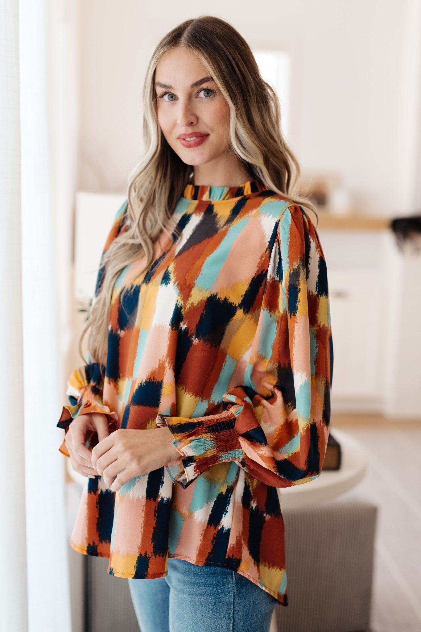 Call It What It Is Mod Print Blouse (Online Exclusive) - Uptown Boutique Ramona