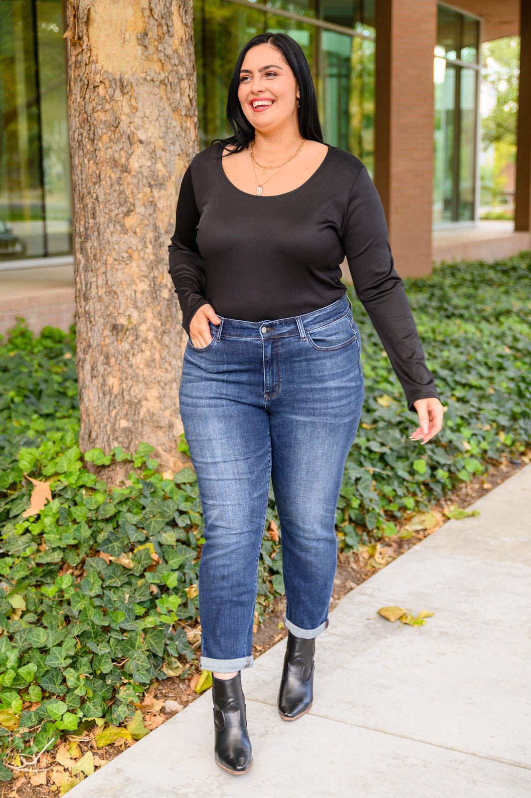 Can You Believe It Basic Long Sleeve Top In Black (Online Exclusive) - Uptown Boutique Ramona
