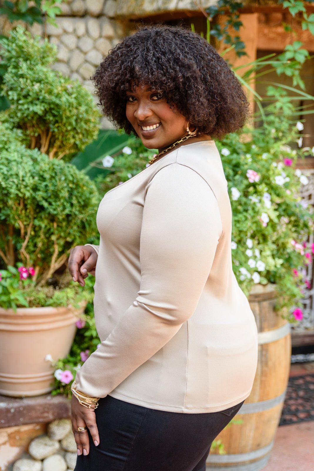 Can You Believe It Basic Long Sleeve Top In Sand (Online Exclusive) - Uptown Boutique Ramona