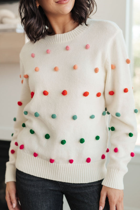 Candy Buttons Pom Detail Sweater (Online Exclusive) - Uptown Boutique Ramona