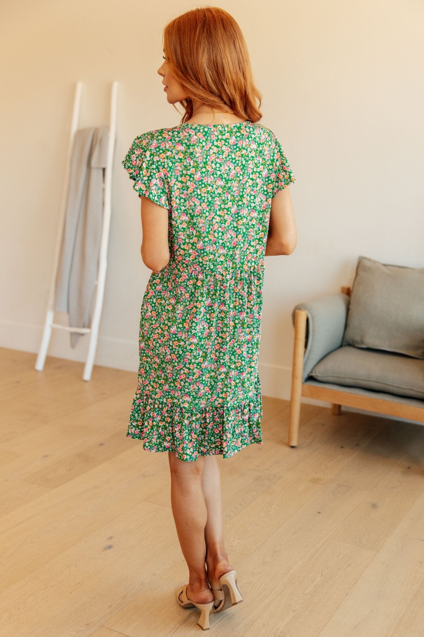 Can't Fight the Feeling Floral Dress in Green (Online Exclusive) - Uptown Boutique Ramona