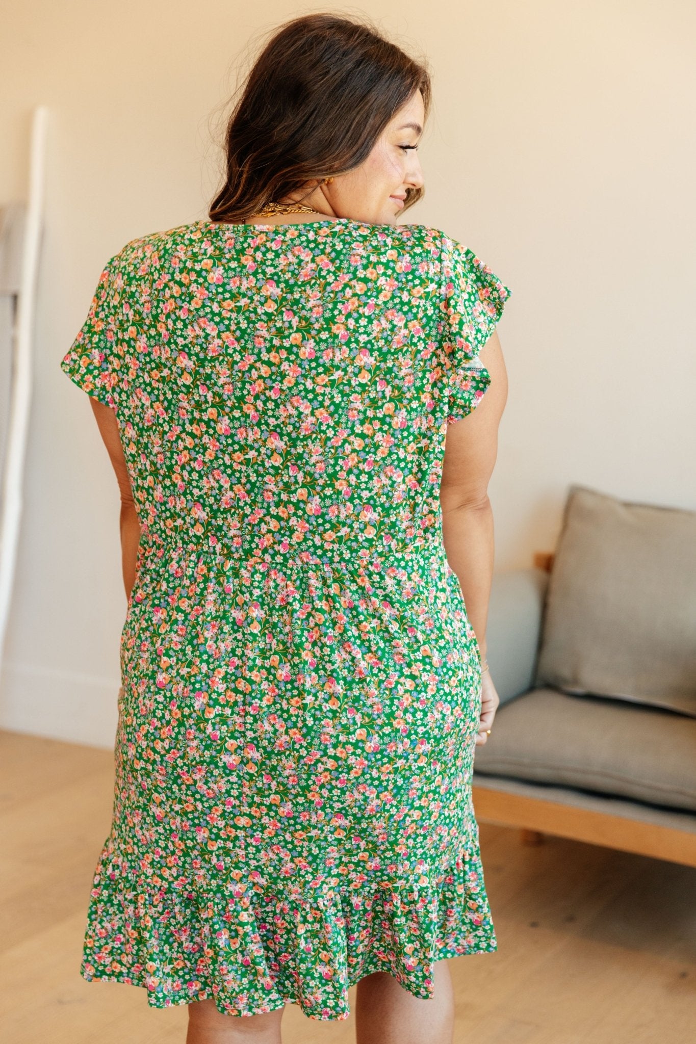 Can't Fight the Feeling Floral Dress in Green (Online Exclusive) - Uptown Boutique Ramona