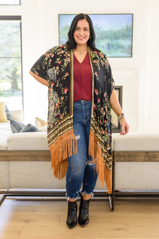 Can't Look Away Floral Fringe Kimono (Online Exclusive) - Uptown Boutique Ramona