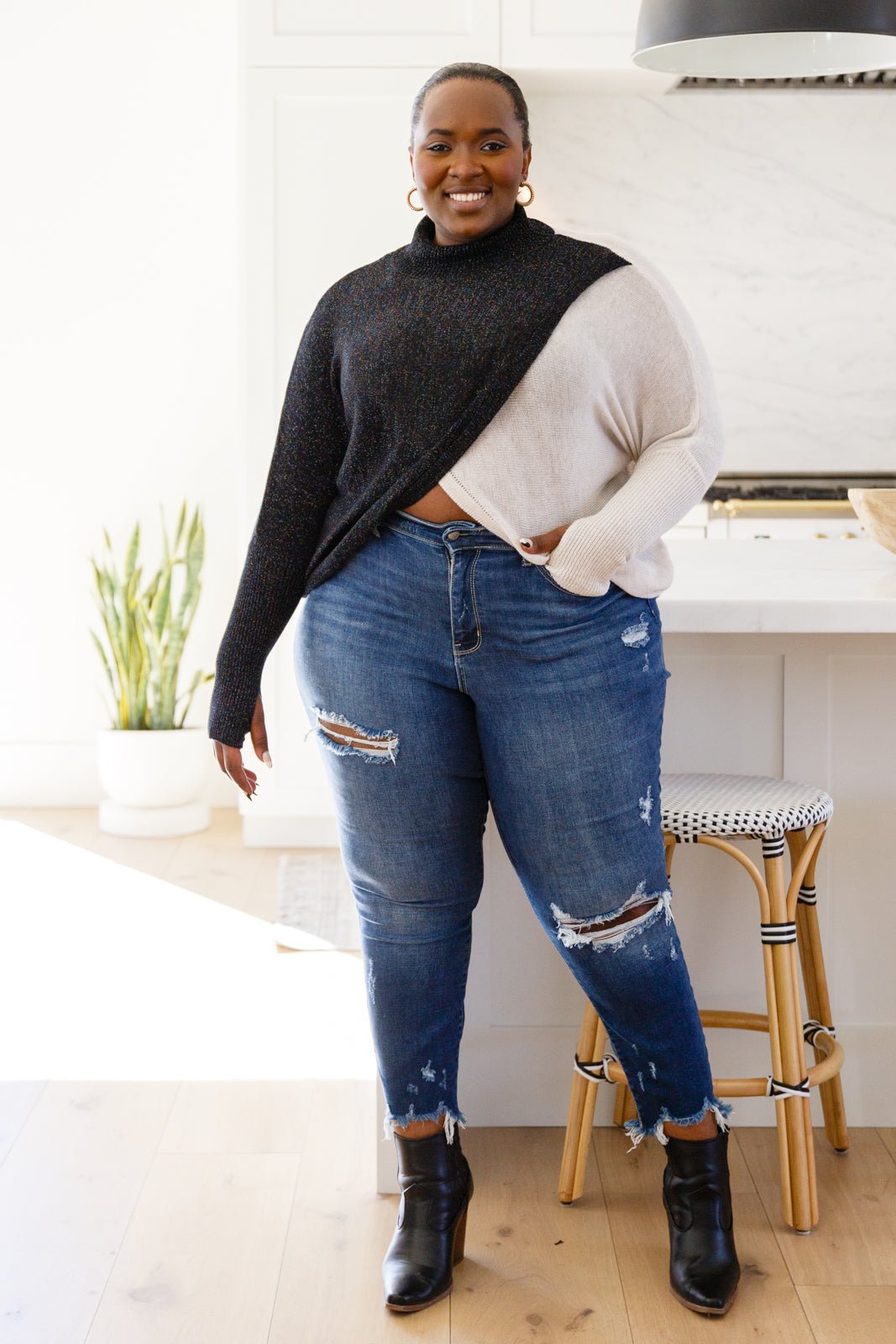 Can't Touch This Sparkle Color Blocked Sweater (Online Exclusive) - Uptown Boutique Ramona
