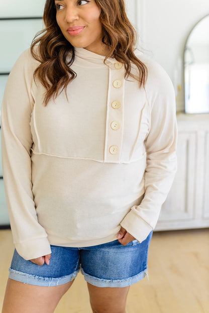 Capture the Day Side Button Hoodie in Oatmeal (Online Exclusive) - Uptown Boutique Ramona