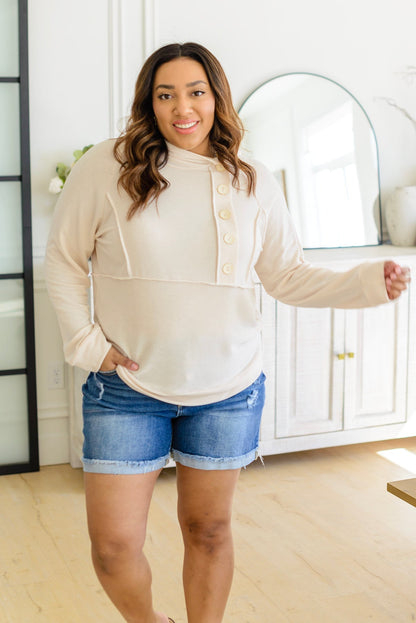 Capture the Day Side Button Hoodie in Oatmeal (Online Exclusive) - Uptown Boutique Ramona