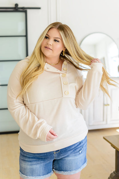 Capture the Day Side Button Hoodie in Oatmeal (Online Exclusive) - Uptown Boutique Ramona