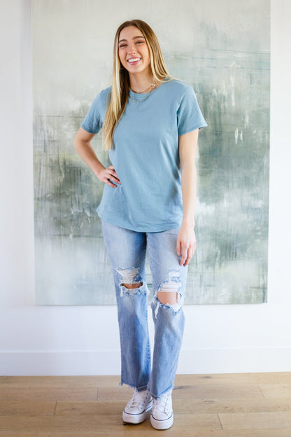 Cardinal Short Sleeve Tee in Blue Grey (Online Exclusive) - Uptown Boutique Ramona