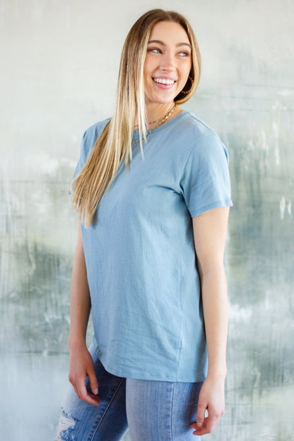 Cardinal Short Sleeve Tee in Blue Grey (Online Exclusive) - Uptown Boutique Ramona