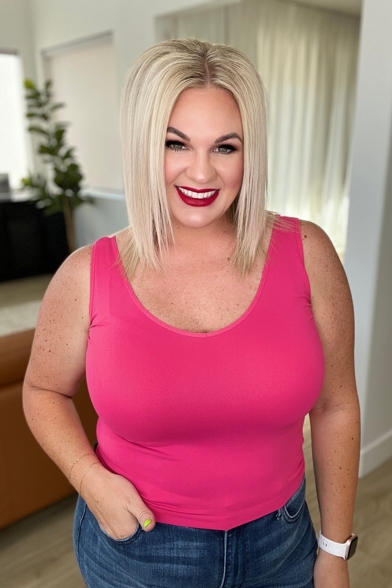 Carefree Seamless Reversible Tank in Fuchsia (Online Exclusive) - Uptown Boutique Ramona