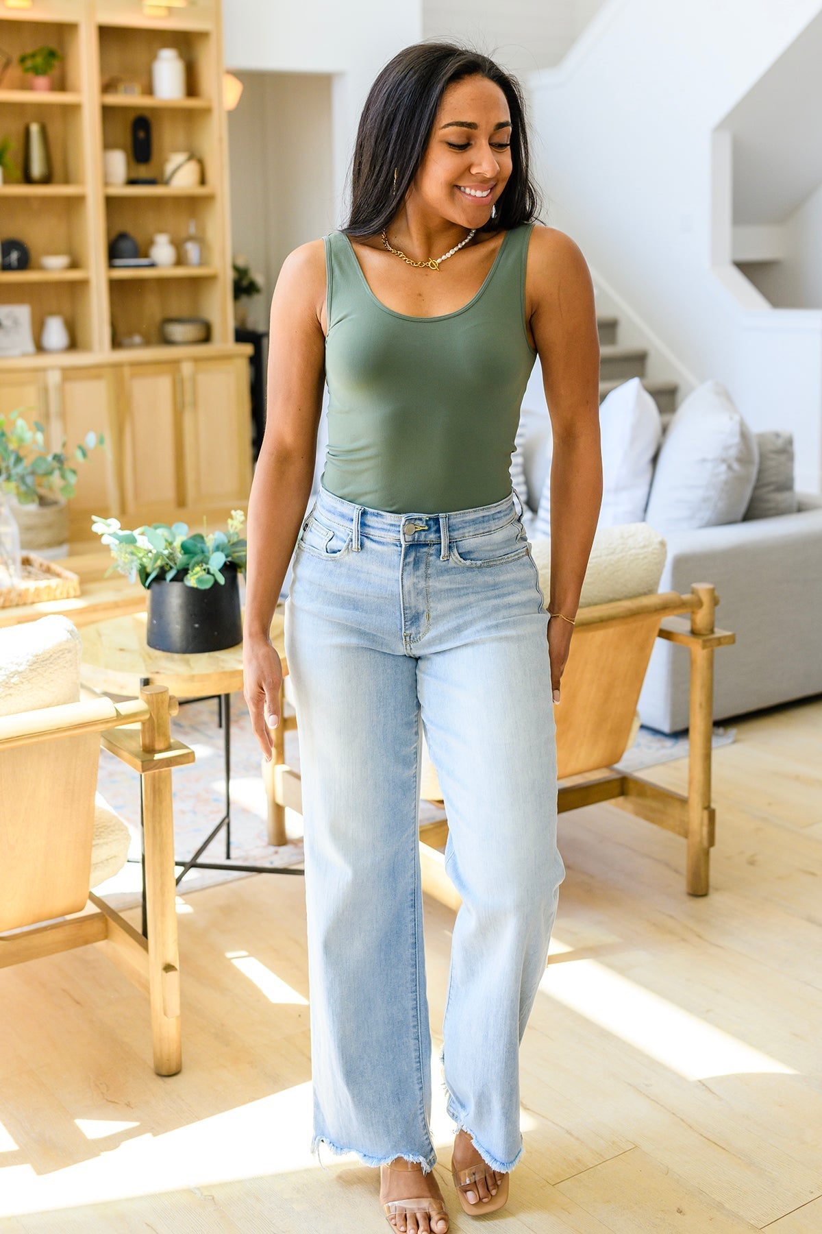 Carefree Seamless Reversible Tank in Olive (Online Exclusive) - Uptown Boutique Ramona