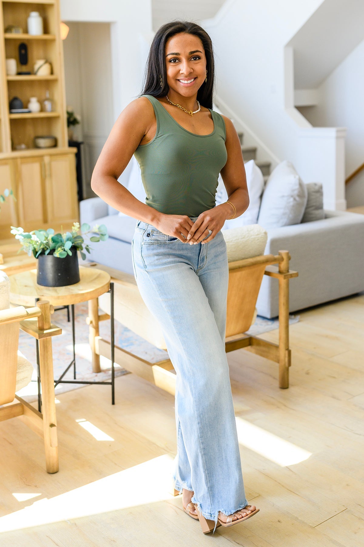 Carefree Seamless Reversible Tank in Olive (Online Exclusive) - Uptown Boutique Ramona