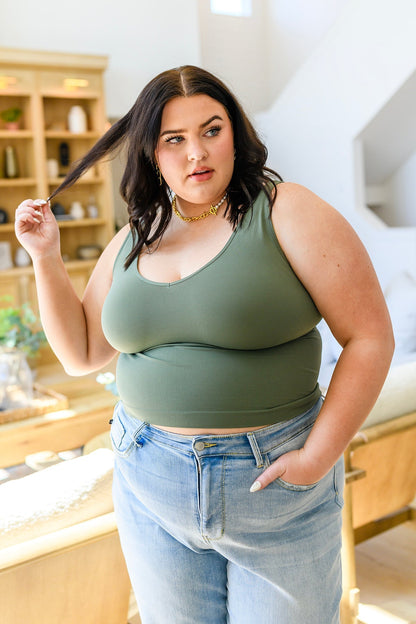 Carefree Seamless Reversible Tank in Olive (Online Exclusive) - Uptown Boutique Ramona