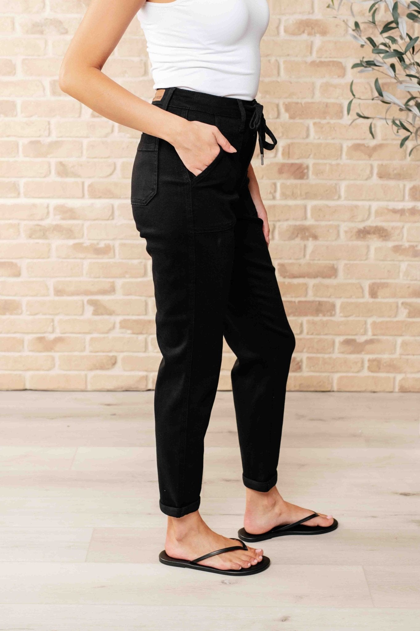 Carmen Double Cuff Joggers in Black - Uptown Boutique Ramona