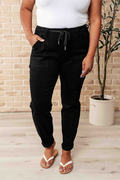 Carmen Double Cuff Joggers in Black - Uptown Boutique Ramona