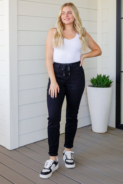 Carmen Double Cuff Joggers in Black - Uptown Boutique Ramona