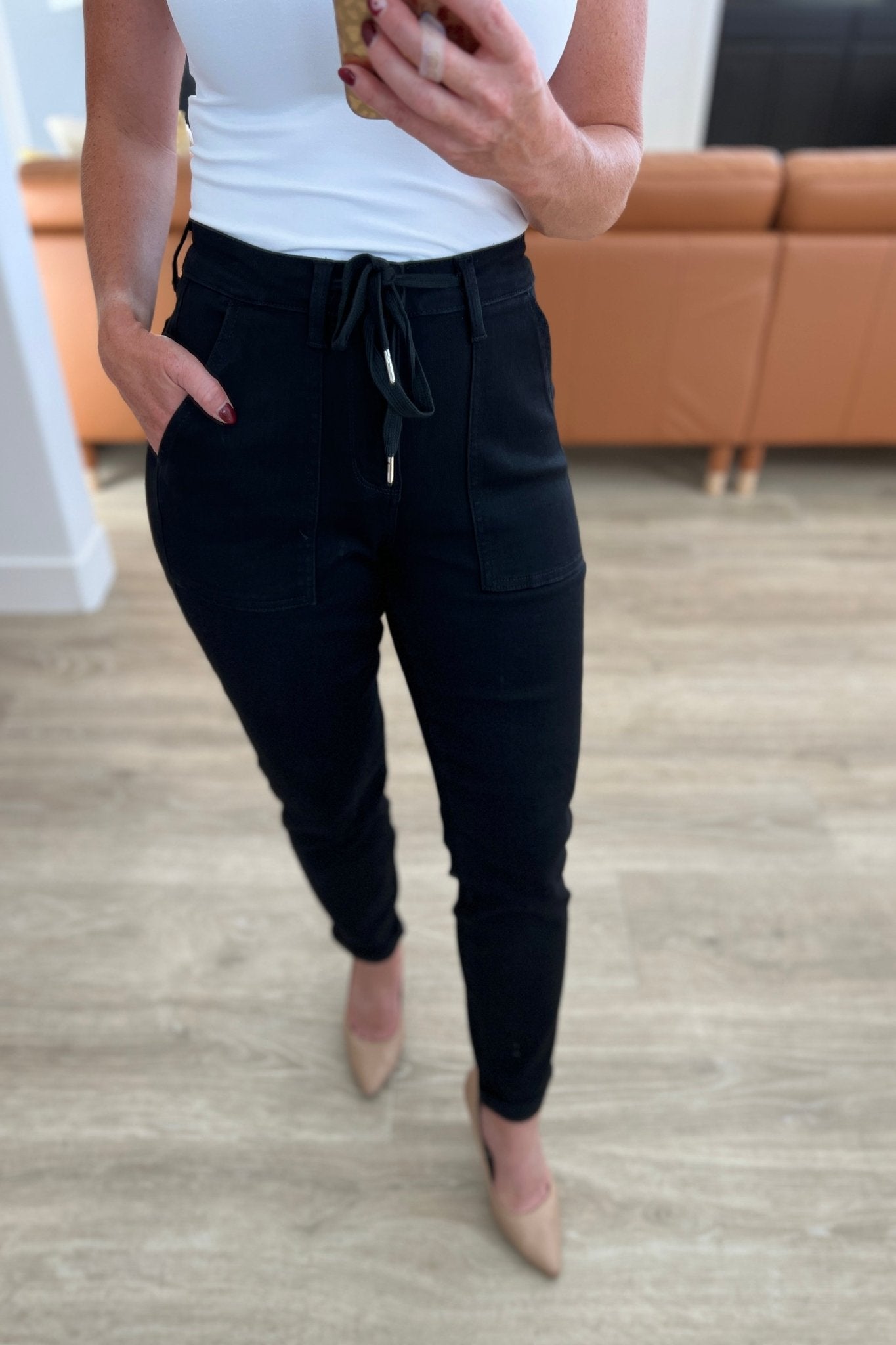 Carmen Double Cuff Joggers in Black - Uptown Boutique Ramona