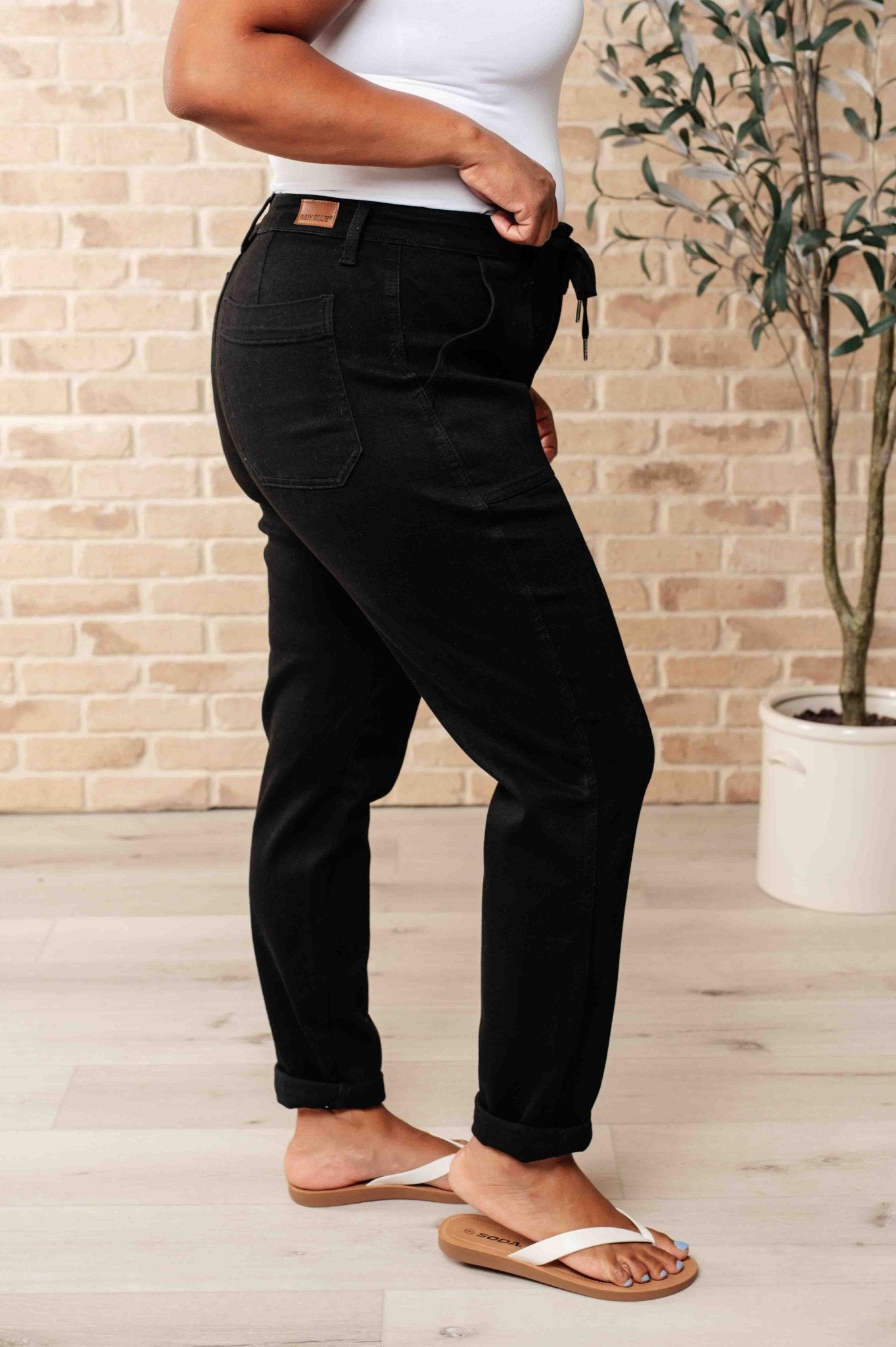 Carmen Double Cuff Joggers in Black - Uptown Boutique Ramona