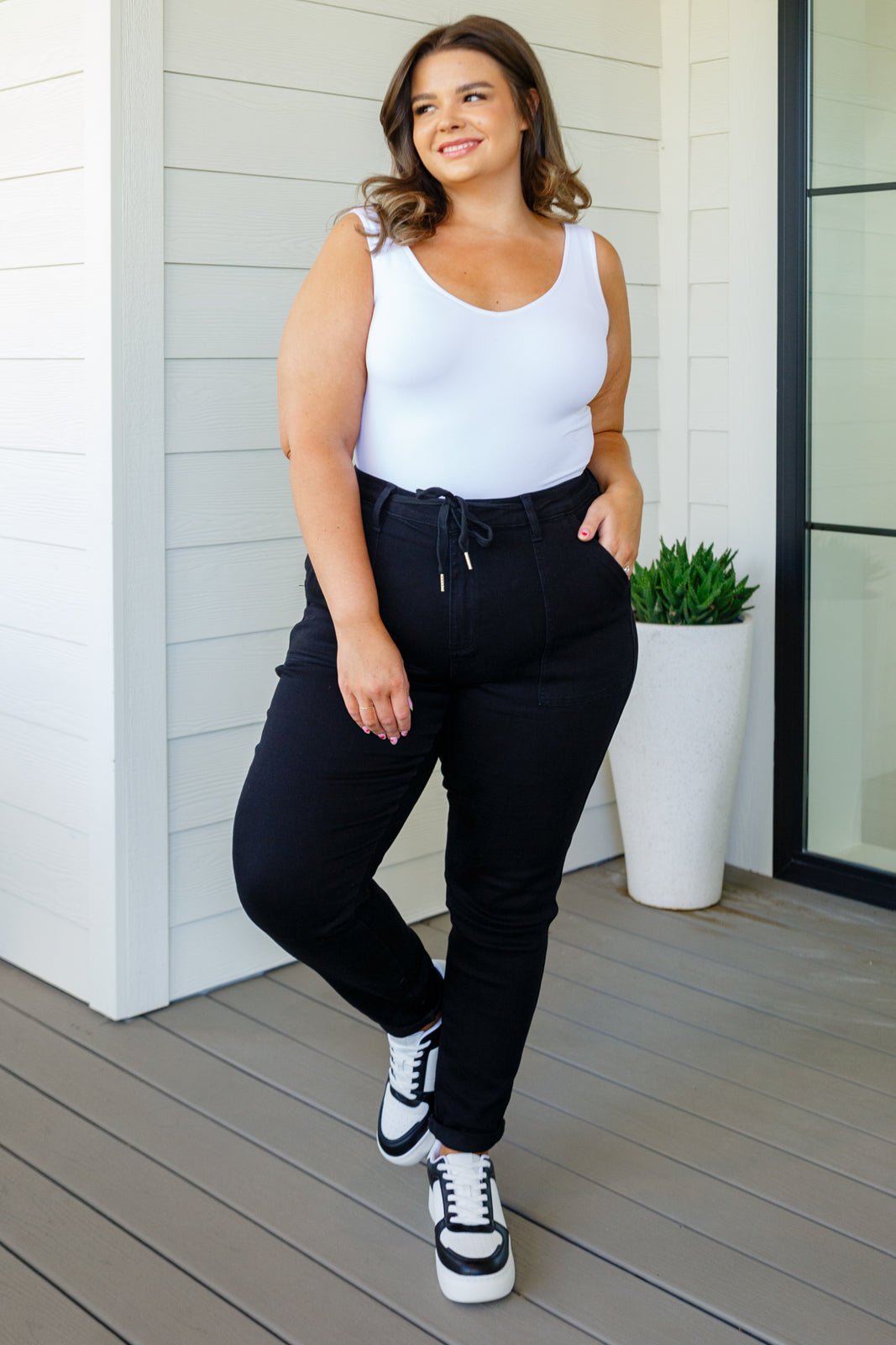 Carmen Double Cuff Joggers in Black - Uptown Boutique Ramona