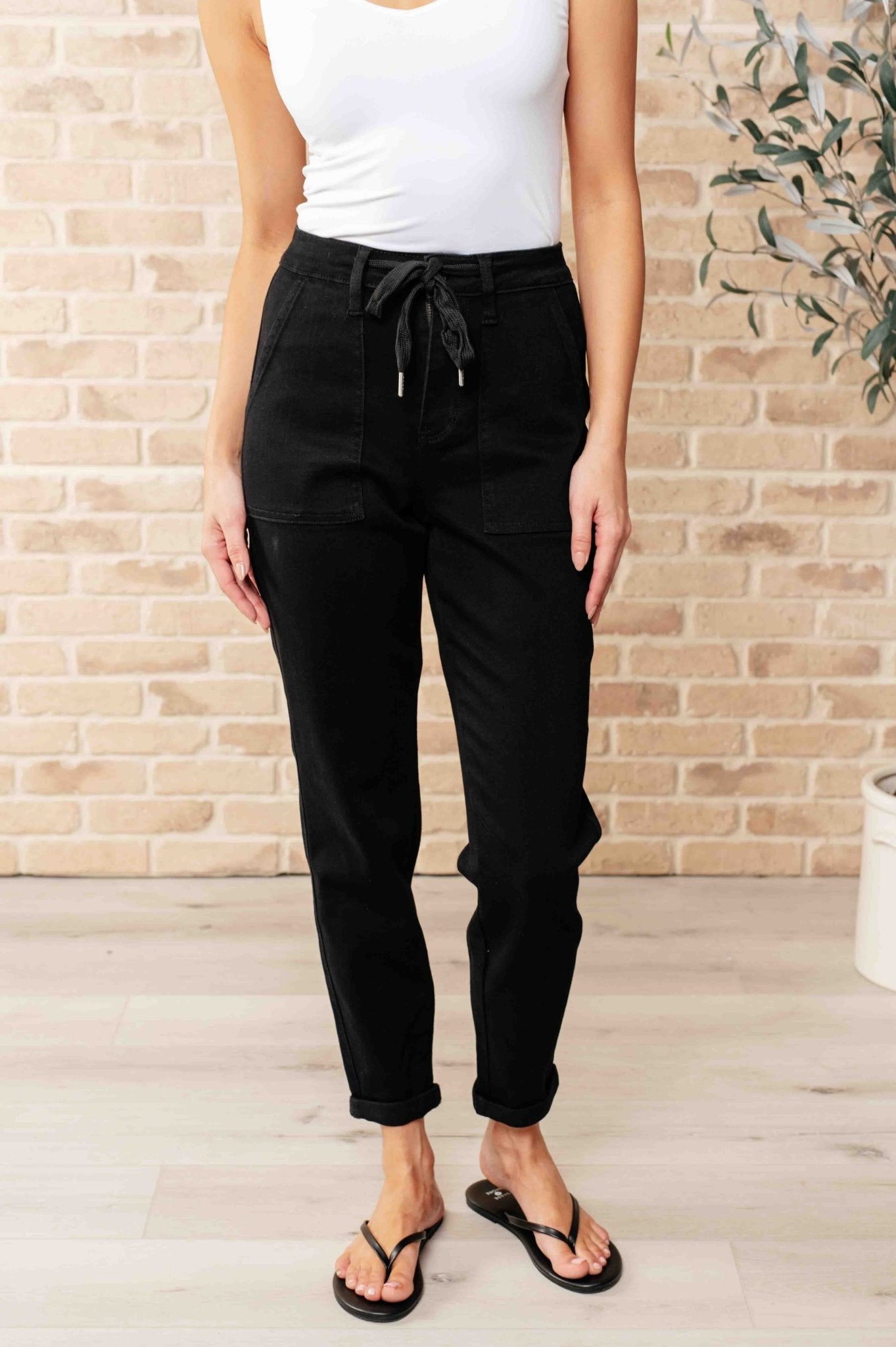 Carmen Double Cuff Joggers in Black - Uptown Boutique Ramona