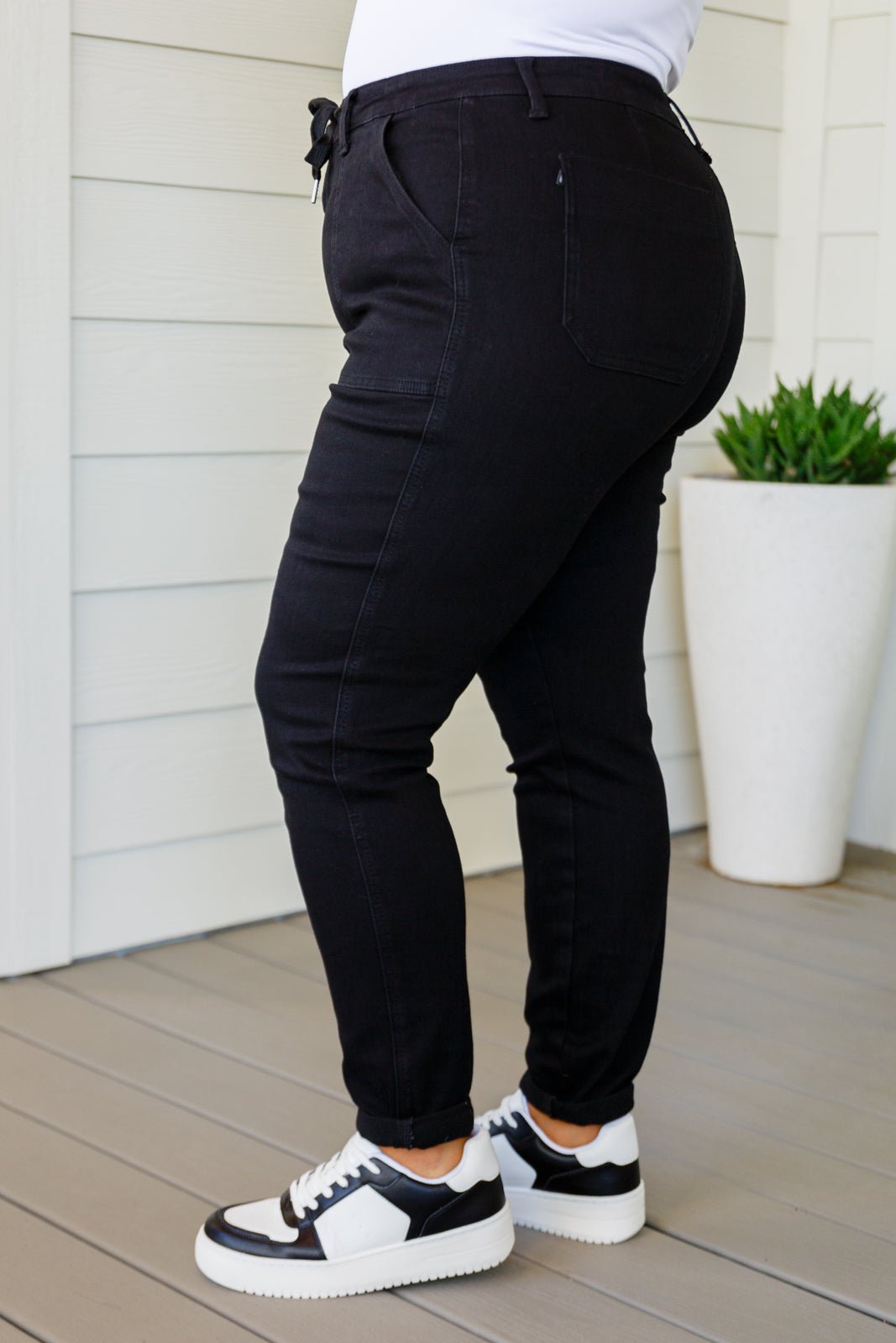 Carmen Double Cuff Joggers in Black - Uptown Boutique Ramona