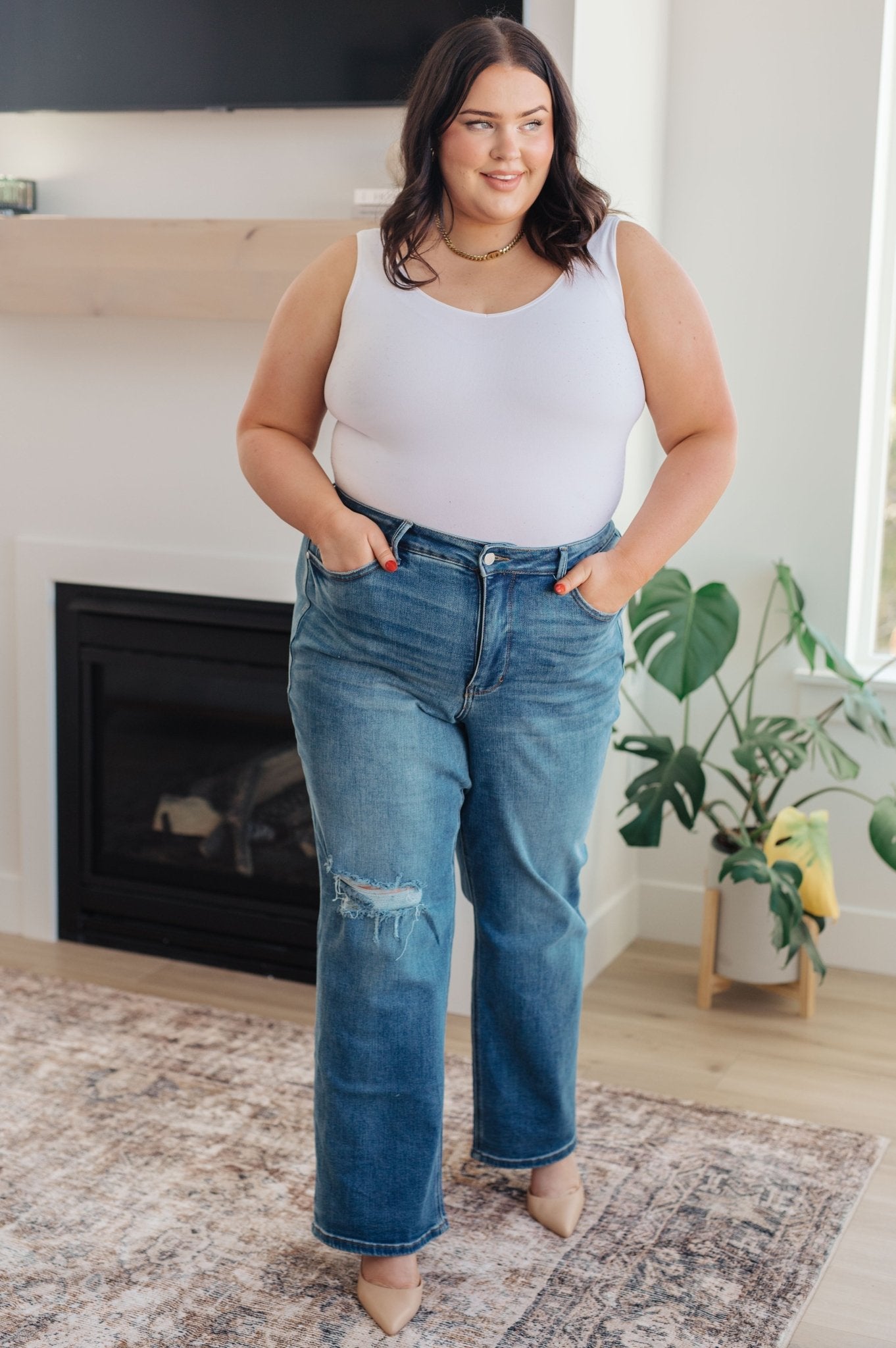 Carrie High Rise Control Top 90's Straight Jeans (Online Exclusive) - Uptown Boutique Ramona