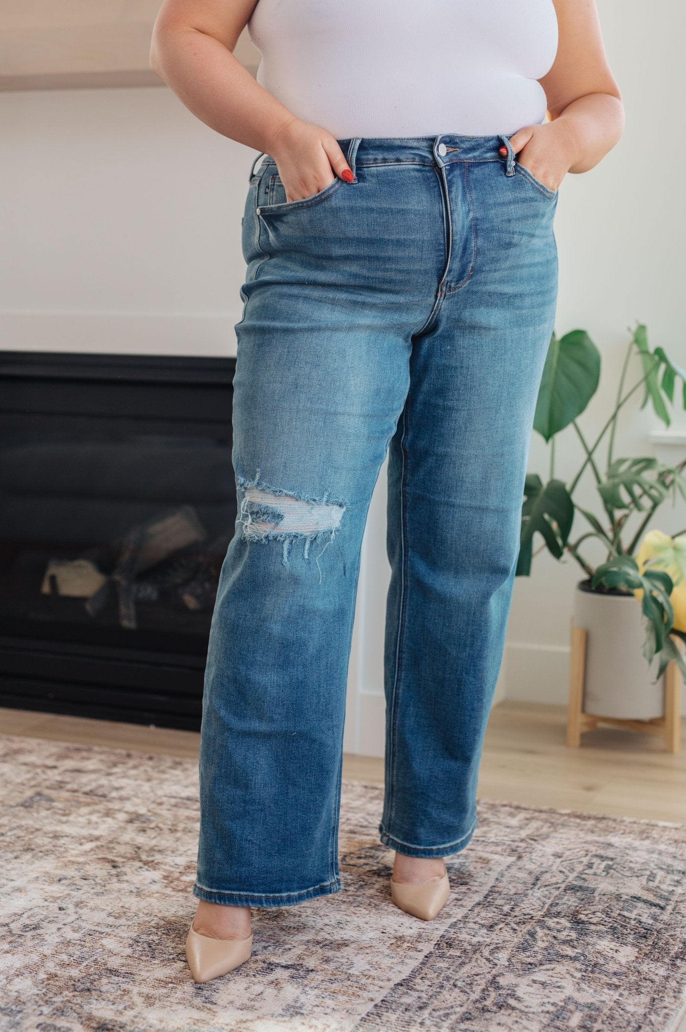 Carrie High Rise Control Top 90's Straight Jeans (Online Exclusive) - Uptown Boutique Ramona