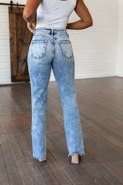 Carter High Rise Slit Hem Straight Jeans (Online Exclusive) - Uptown Boutique Ramona