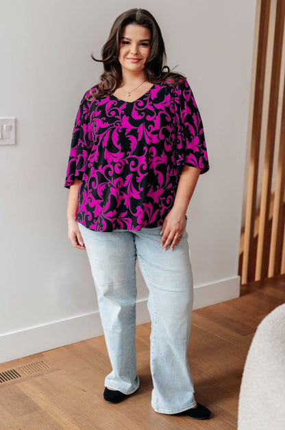 Casually Cute V - Neck Top in Magenta (Online Exclusive) - Uptown Boutique Ramona