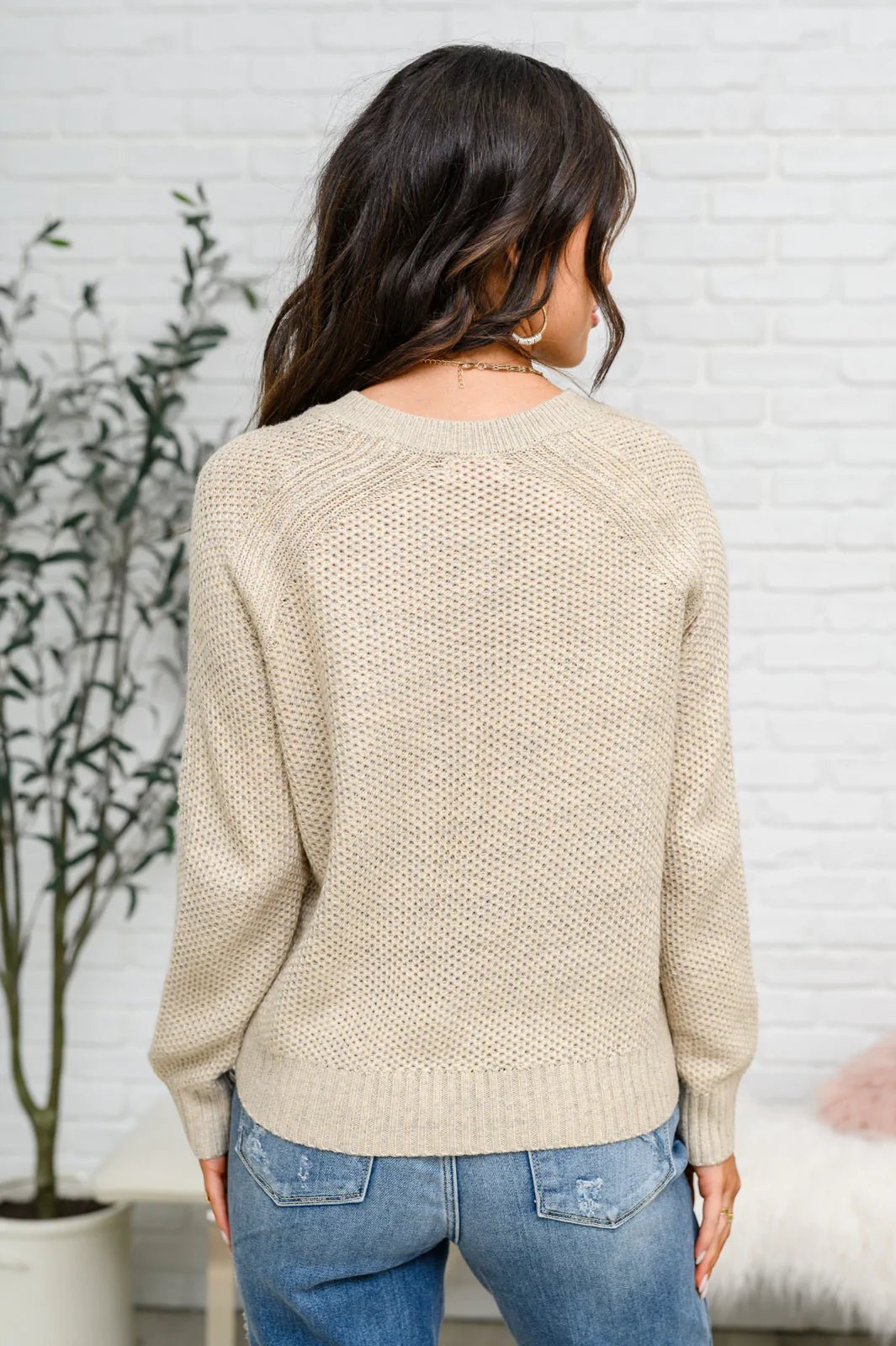 Chai Latte V - Neck Sweater in Oatmeal (Online Exclusive) - Uptown Boutique Ramona