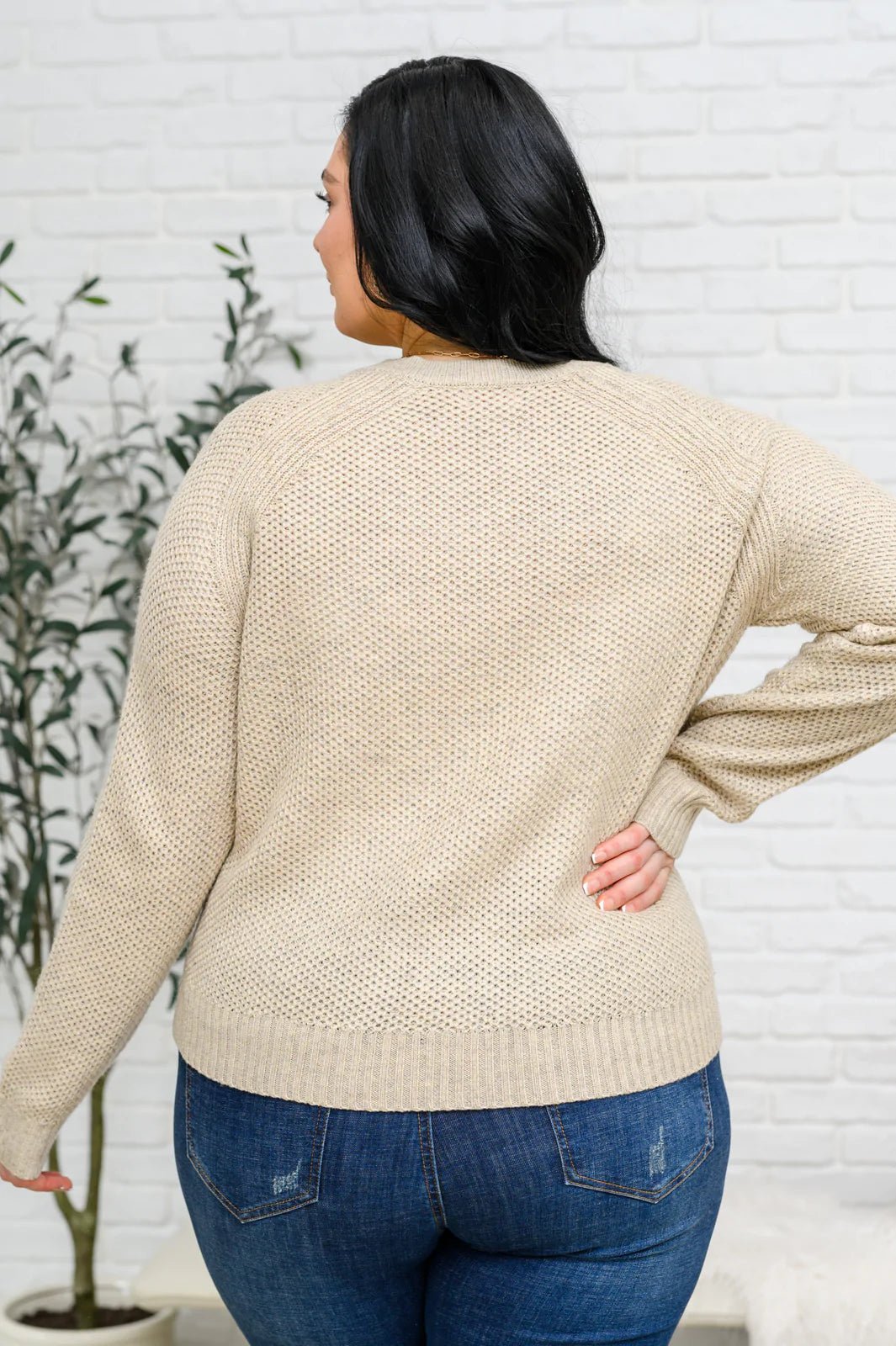 Chai Latte V - Neck Sweater in Oatmeal (Online Exclusive) - Uptown Boutique Ramona