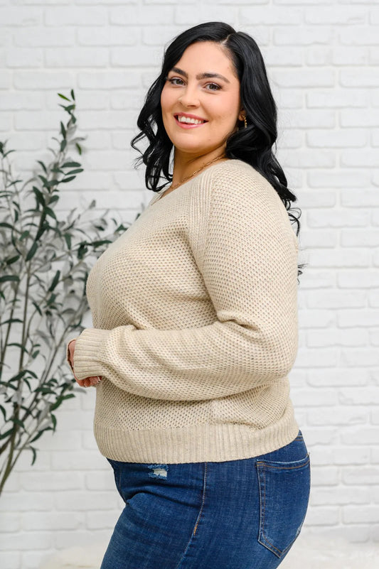 Chai Latte V - Neck Sweater in Oatmeal (Online Exclusive) - Uptown Boutique Ramona