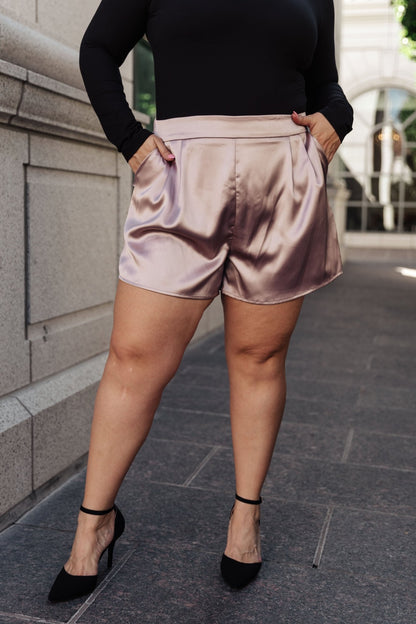 Champagne and Roses Satin Shorts (Online Exclusive) - Uptown Boutique Ramona