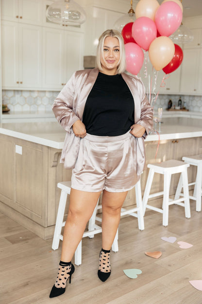 Champagne and Roses Satin Shorts (Online Exclusive) - Uptown Boutique Ramona