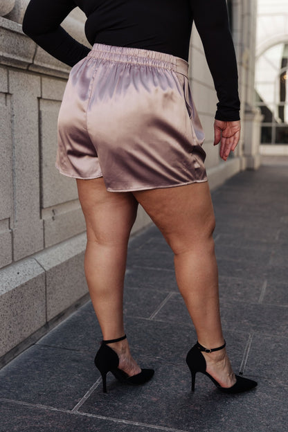 Champagne and Roses Satin Shorts (Online Exclusive) - Uptown Boutique Ramona