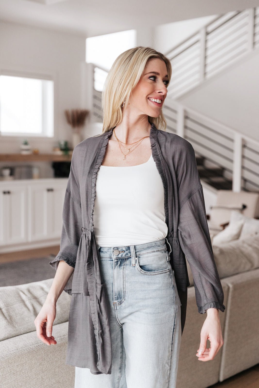 Chantal Cardigan In Slate (Online Exclusive) - Uptown Boutique Ramona