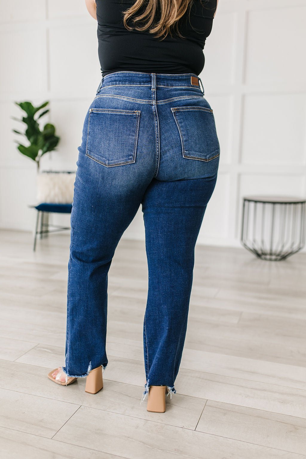 Charity Mid Rise Distressed Hem Bootcut Jeans (Online Exclusive) - Uptown Boutique Ramona